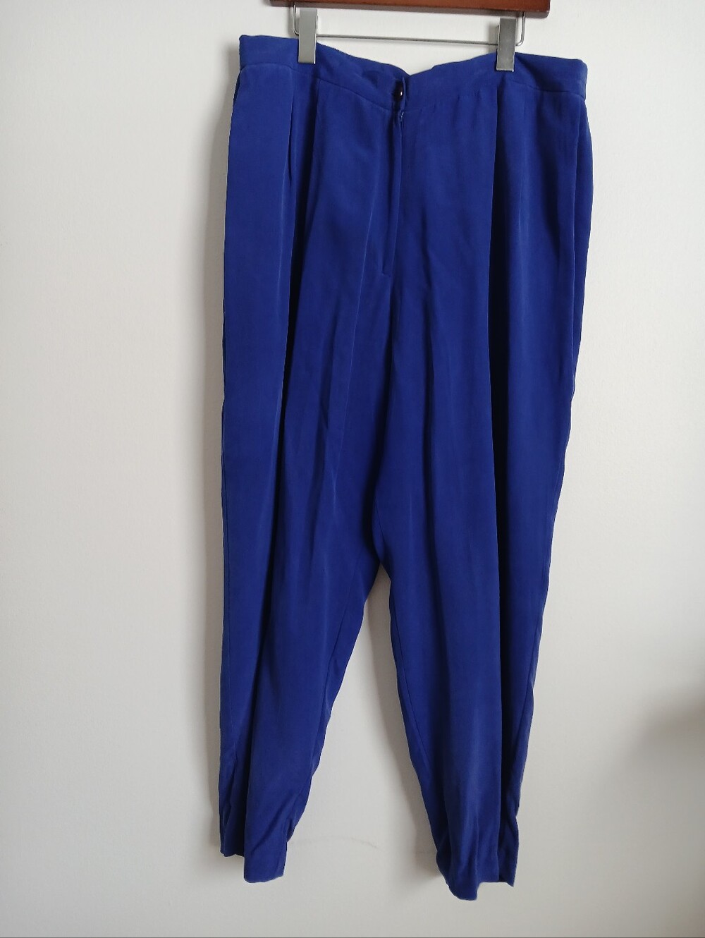 Josephine Chaus Blue Silk Pants Size 16 Pockets
